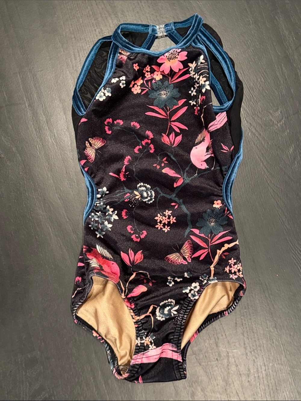 Kids Floral One-Piece Swimsuit - Black with Pink & Teal Accents